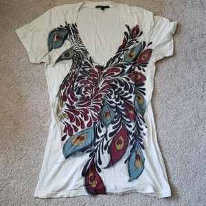 Truly madly deeply peacock colorful v neck m